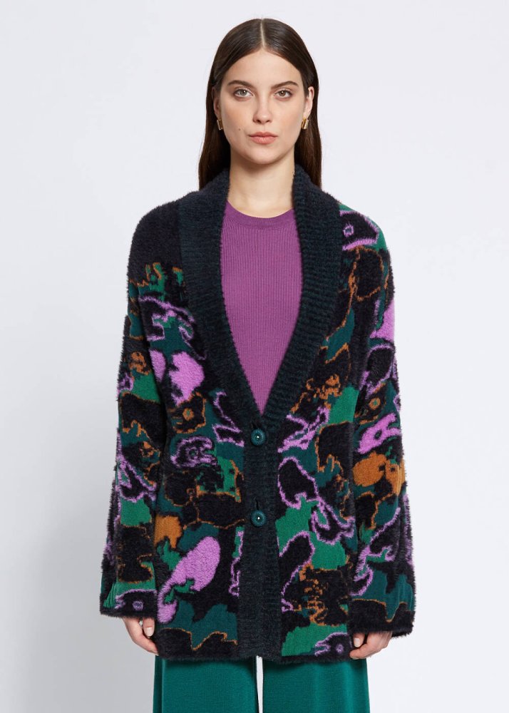 KNITSS - MAGNOLIA PATTERNED OVERSIZE CARDIGAN