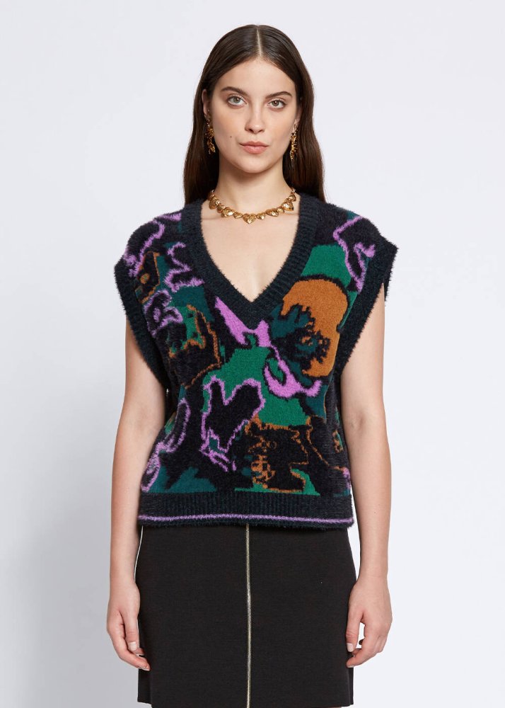 KNITSS - MAGNOLIA PATTERNED OVERSIZE KNIT VEST