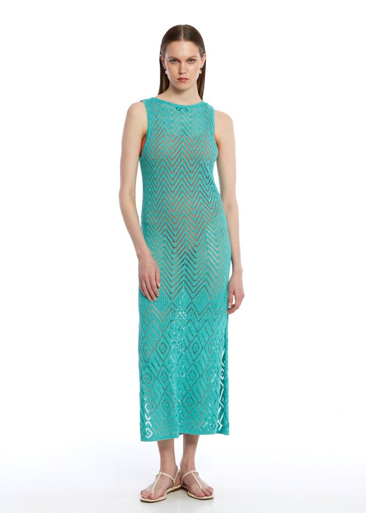 KNITSS - Mavi Beachwear Triko Elbise