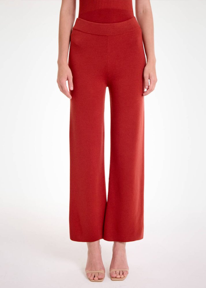 KNITSS - MERINO WOOL BLEND INTENSE RUST KNIT PANTS