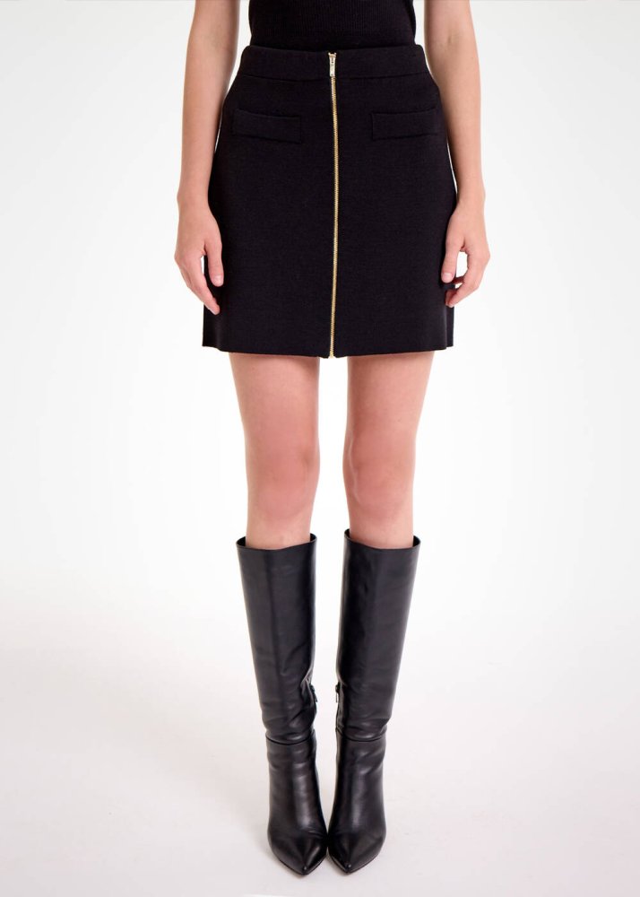 KNITSS - MERINO WOOL MINI KNIT SKIRT BLACK