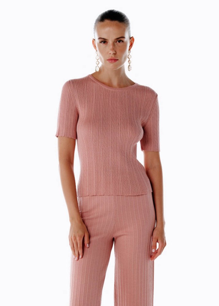 KNITSS - MERINO WOOL RICH BLEND PINK CLAY KNIT TOP
