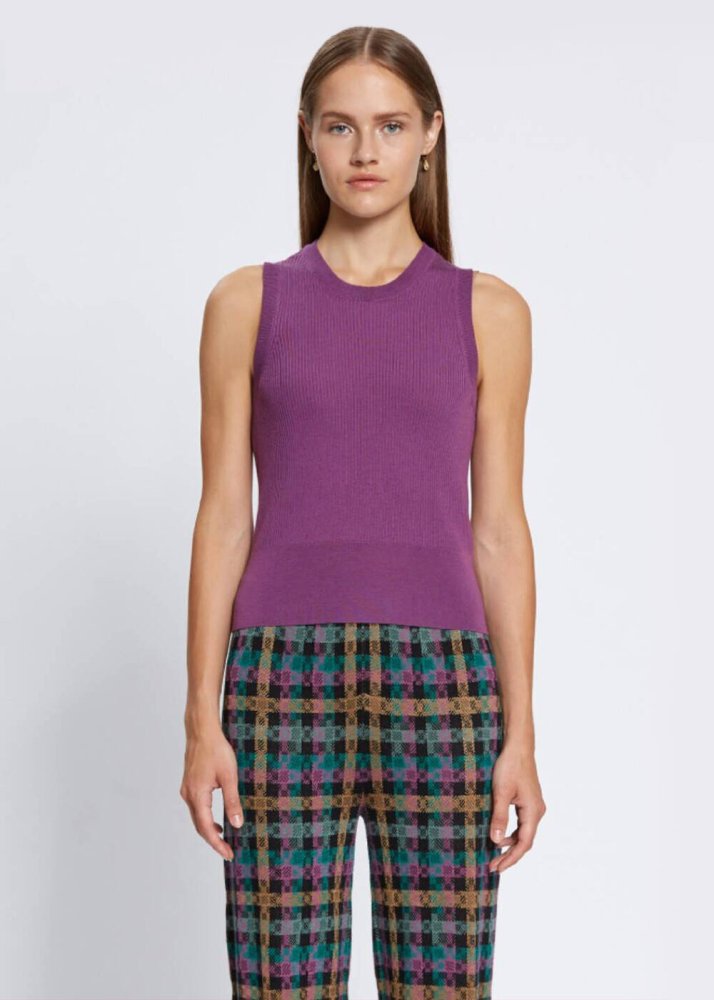 KNITSS - MERINO WOOL SLEEVELESS MAUVE KNIT TOP