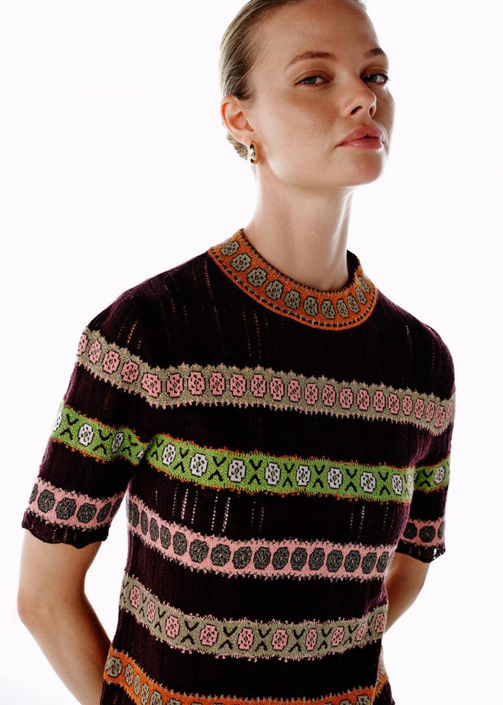 KNITSS - Merino Yün Karışımlı Crop Triko Üst Mor