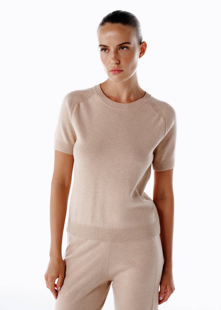 KNITSS - Merino Yün Karışımlı Triko Üst Pudra