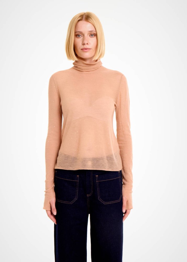 KNITSS - MICRO SEQUIN EXTRAFINE WOOL NUDE SWEATER