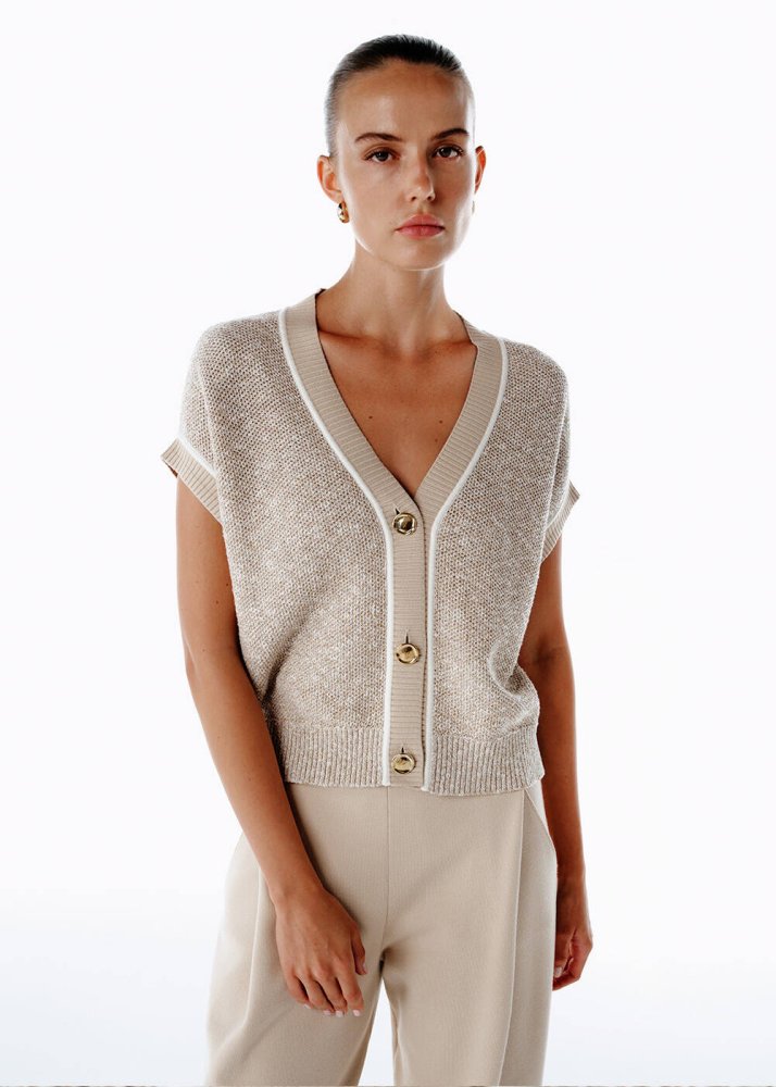 KNITSS - NATURAL MOULINE KNIT VEST