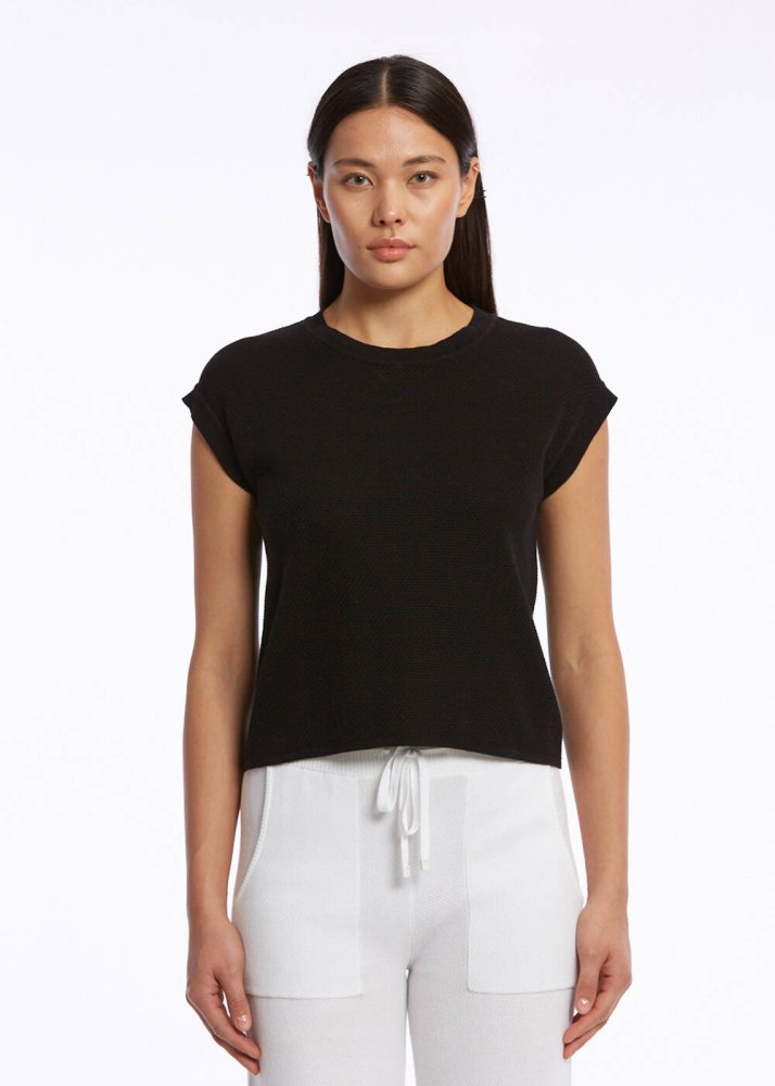 KNITSS - ORGANIC COTTON BLACK KNIT TOP