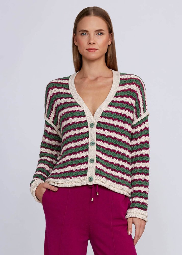 KNITSS - Organic Cotton Blend Jade Ecru Knit Top