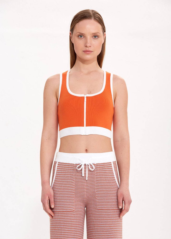 KNITSS - ORGANIC COTTON CROP APRICOT KNIT TOP