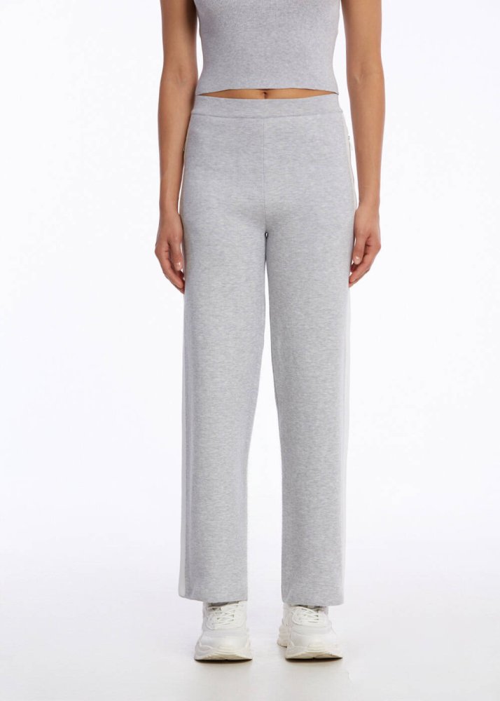 KNITSS - ORGANIC COTTON GREY WHITE KNIT PANTS