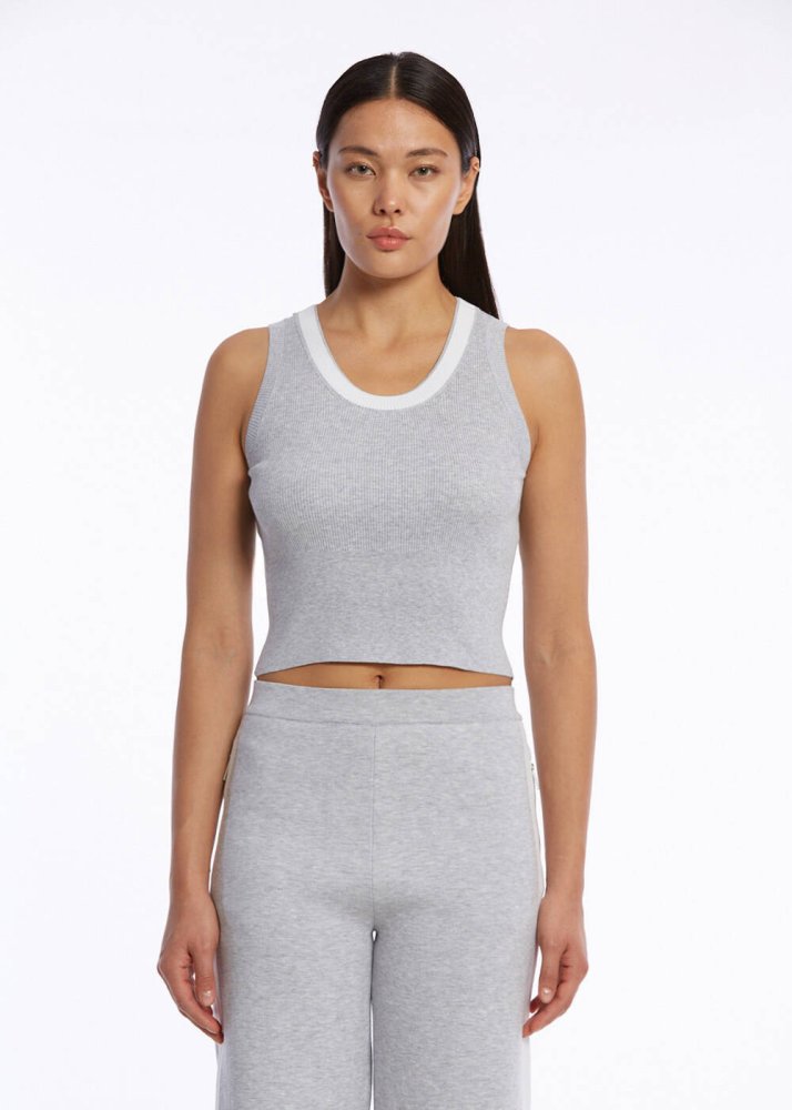 KNITSS - ORGANIC COTTON GREY WHITE KNIT TOP