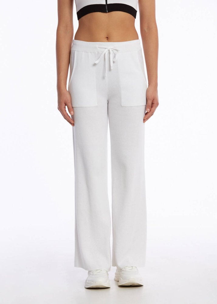 KNITSS - ORGANIC COTTON KNIT PANTS WHITE