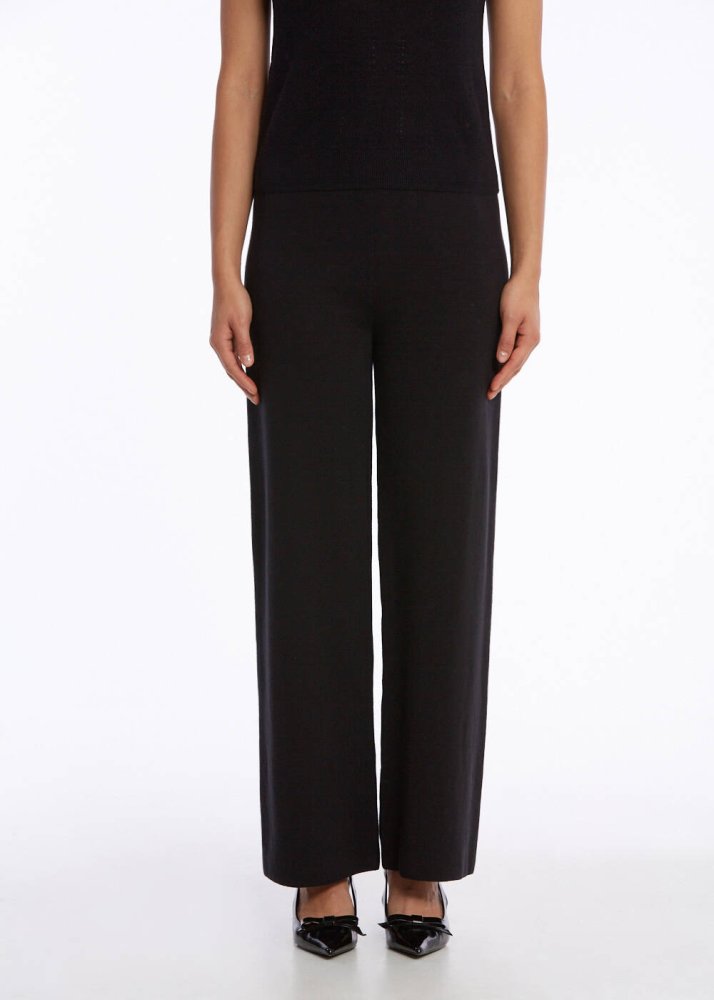 KNITSS - ORGANIC COTTON LINEN BLEND BLACK KNIT PANTS