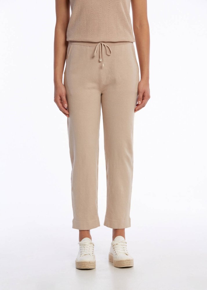 KNITSS - ORGANIC COTTON LINEN BLEND KNIT PANTS DESERT