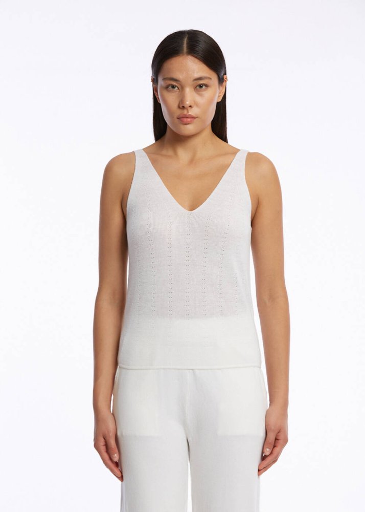 KNITSS - ORGANIC COTTON LINEN BLEND KNIT TOP WHITE