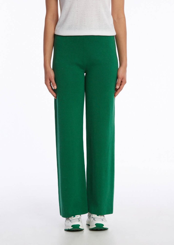 KNITSS - ORGANIC COTTON LINEN BLEND OASIS GREEN KNIT PANTS