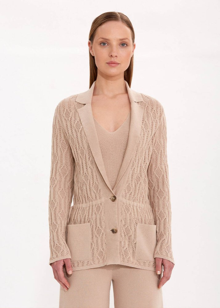 Buy ZIP-FLY-FRONT TEDDY BROWN KNIT JACKET for Women Online in India