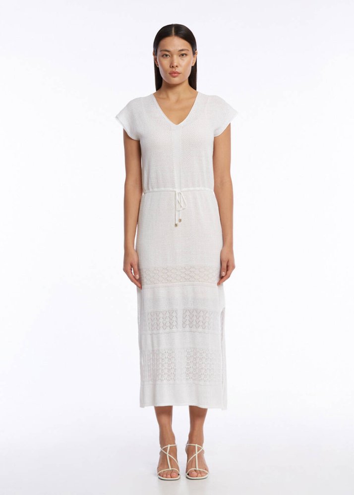 KNITSS - ORGANIC COTTON LINEN KNIT DRESS WHITE