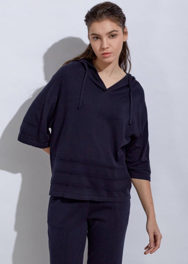 KNITSS - Organic Cotton Navy Knit Top
