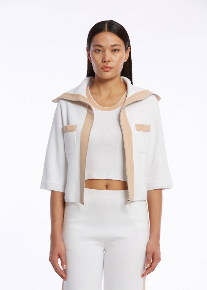 KNITSS - ORGANIC COTTON WHITE BEIGE KNIT JACKET