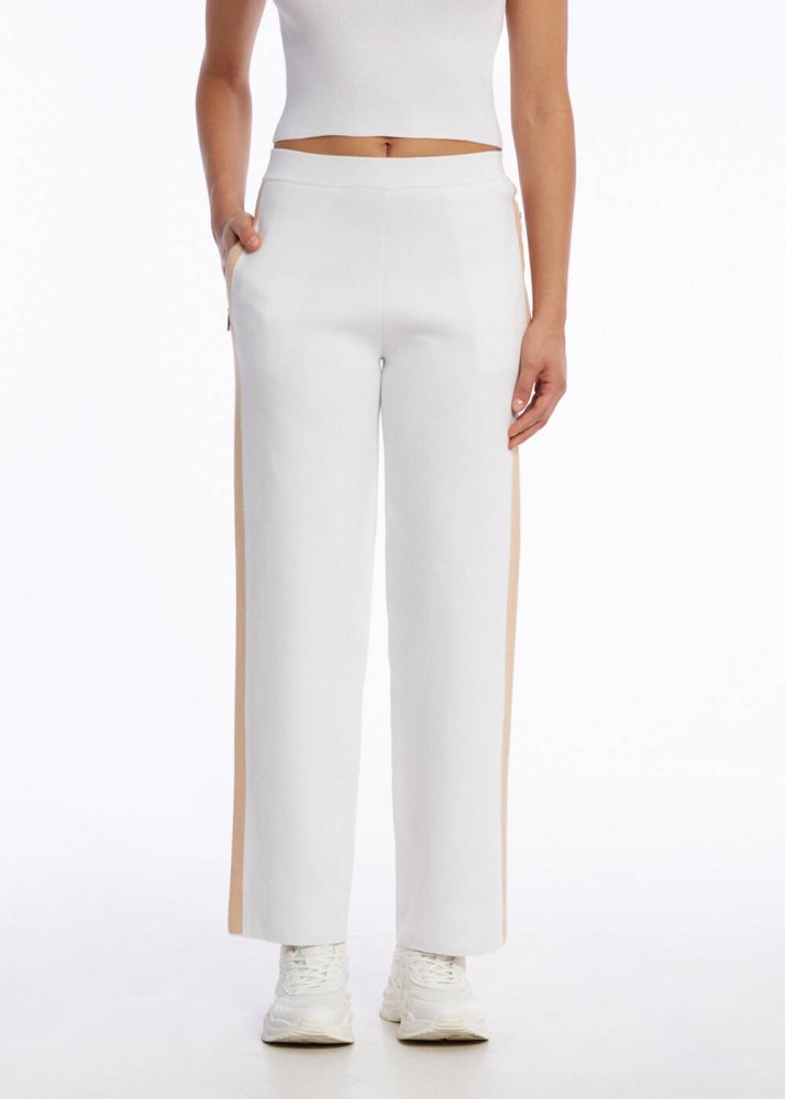 KNITSS - ORGANIC COTTON WHITE BEIGE KNIT PANTS