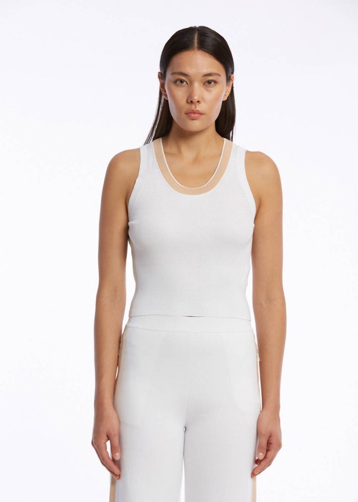 KNITSS - ORGANIC COTTON WHITE BEIGE KNIT TOP