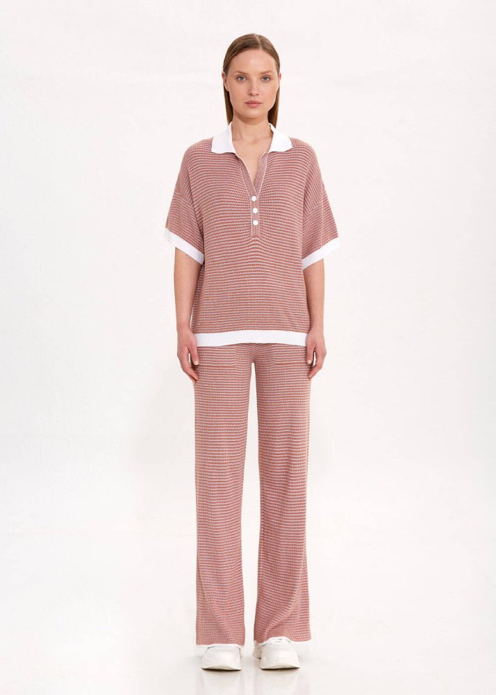 KNITSS - Organik Pamuk Bordo Triko Pantolon