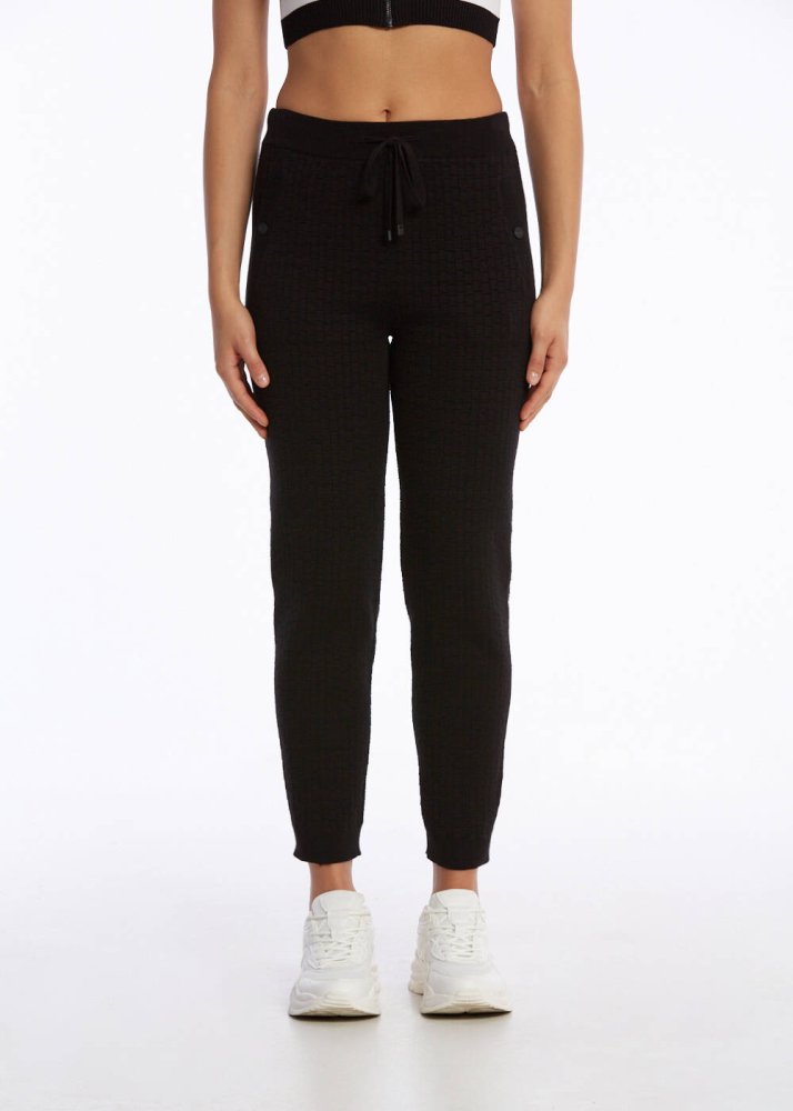 KNITSS - Organik Pamuk Siyah Triko Spor Pantolon