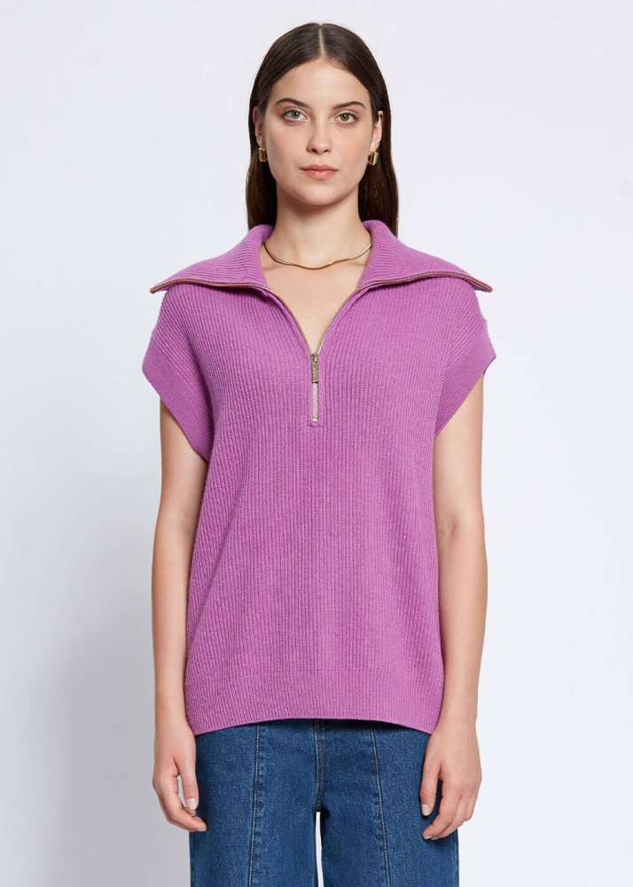 KNITSS - OVERSIZE MAUVE KNIT VEST