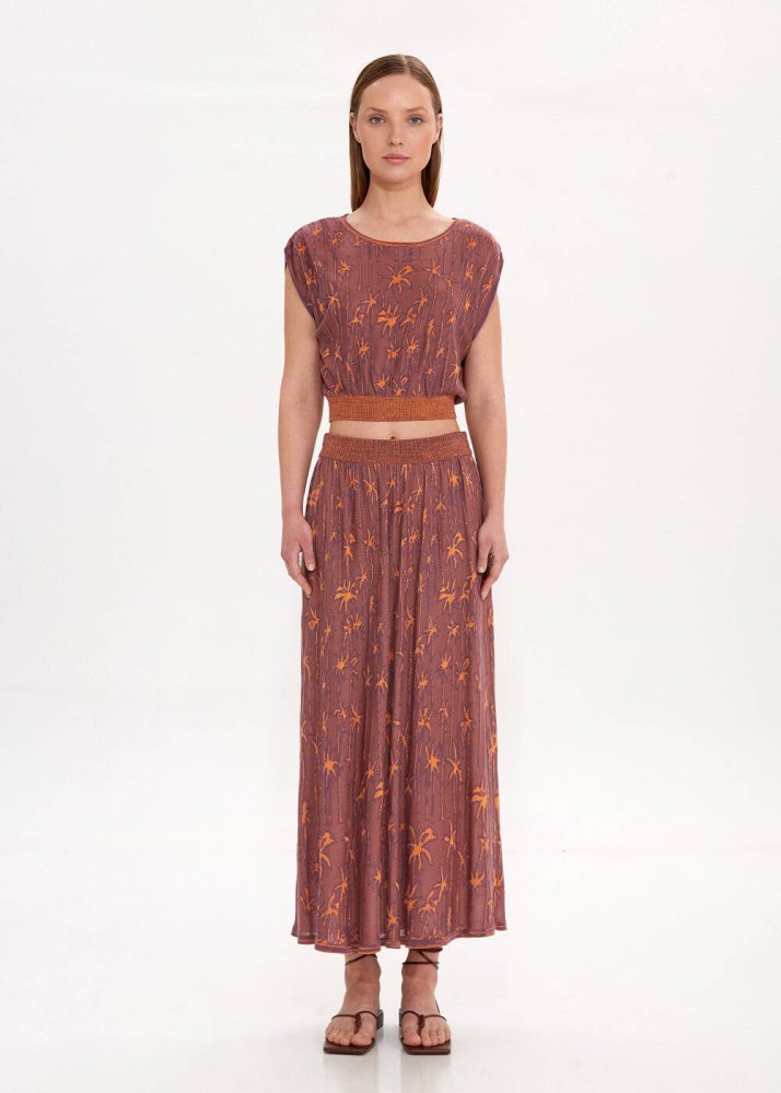 KNITSS - Palmiye Desenli Triko Etek