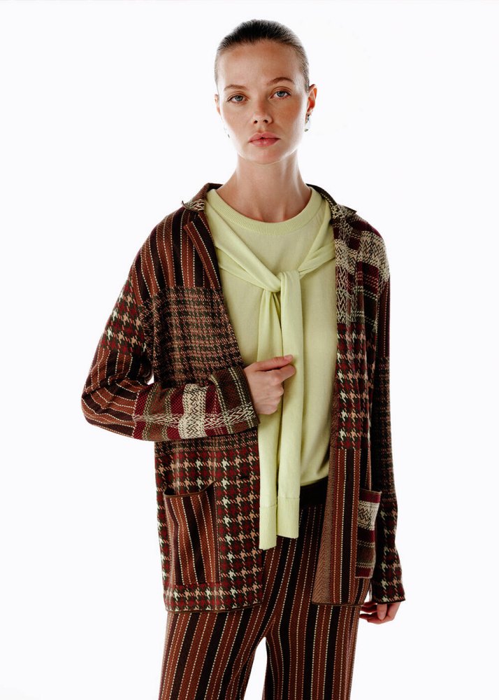 KNITSS - Patchwork Desenli Triko Ceket