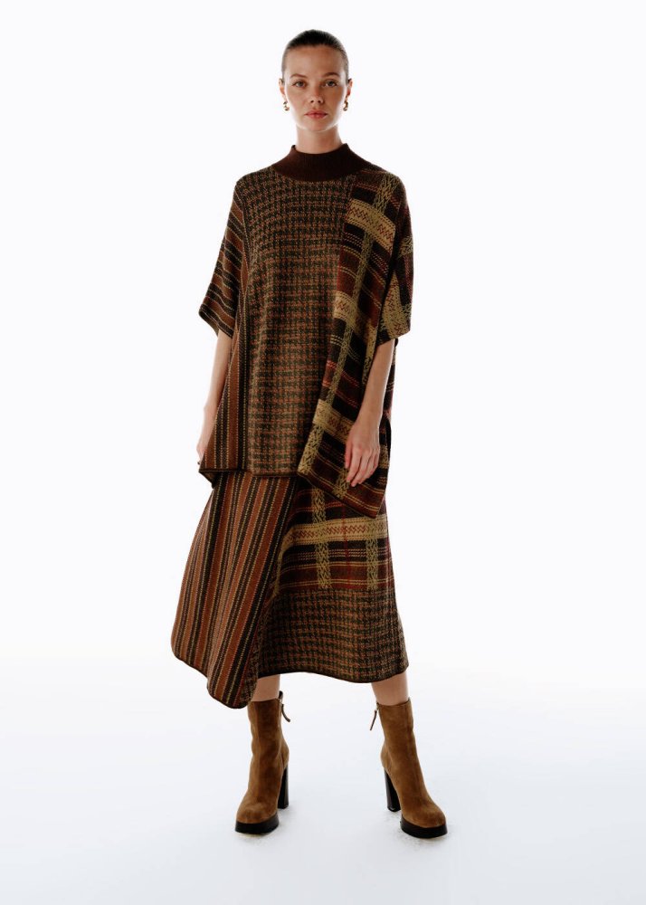 KNITSS - Patchwork Desenli Triko Etek