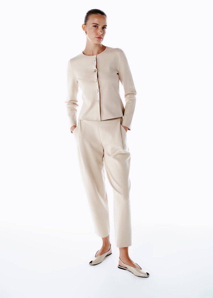 KNITSS - Pile Detaylı Triko Pantolon Bej