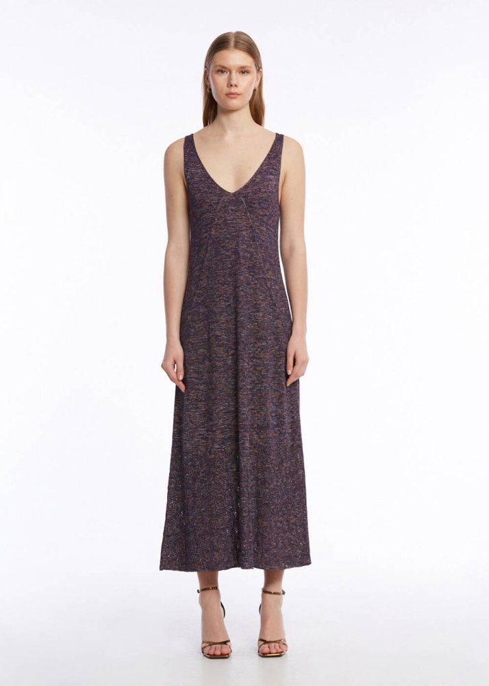 KNITSS - POINTELLA DETAIL PURPLE KNIT DRESS