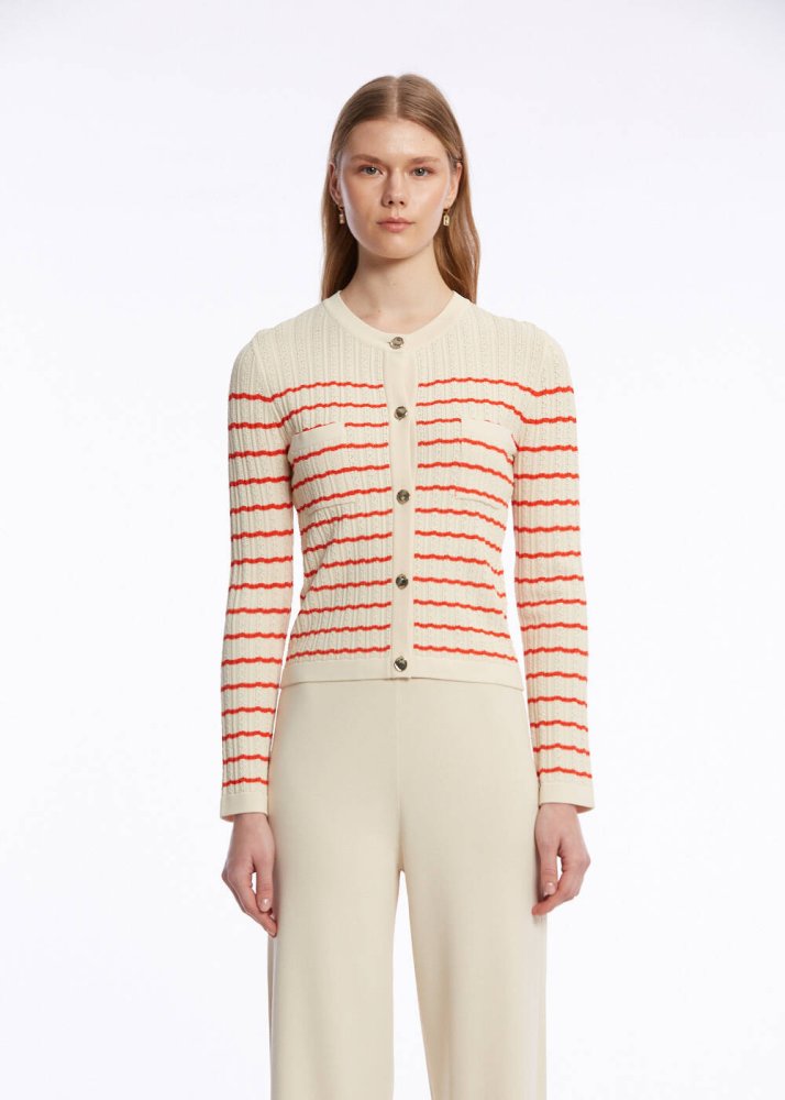 KNITSS - POINTELLA DETAIL SAND LOBSTER KNIT CARDIGAN
