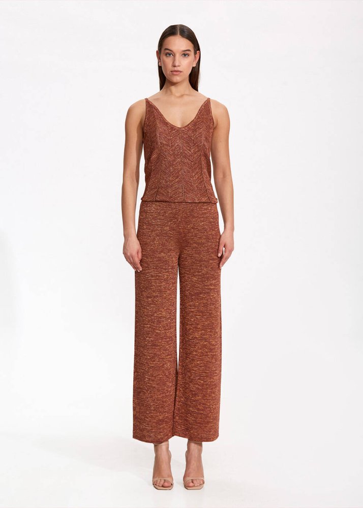 KNITSS - Rahat Kesim Bronz Triko Pantolon