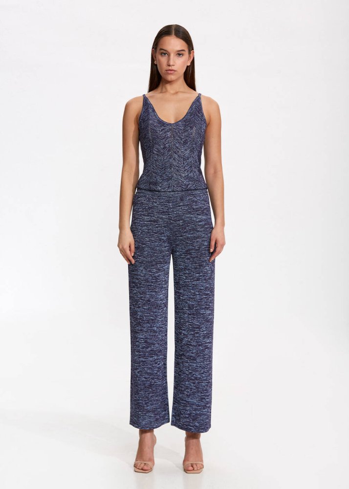 KNITSS - Rahat Kesim Lacivert Triko Pantolon