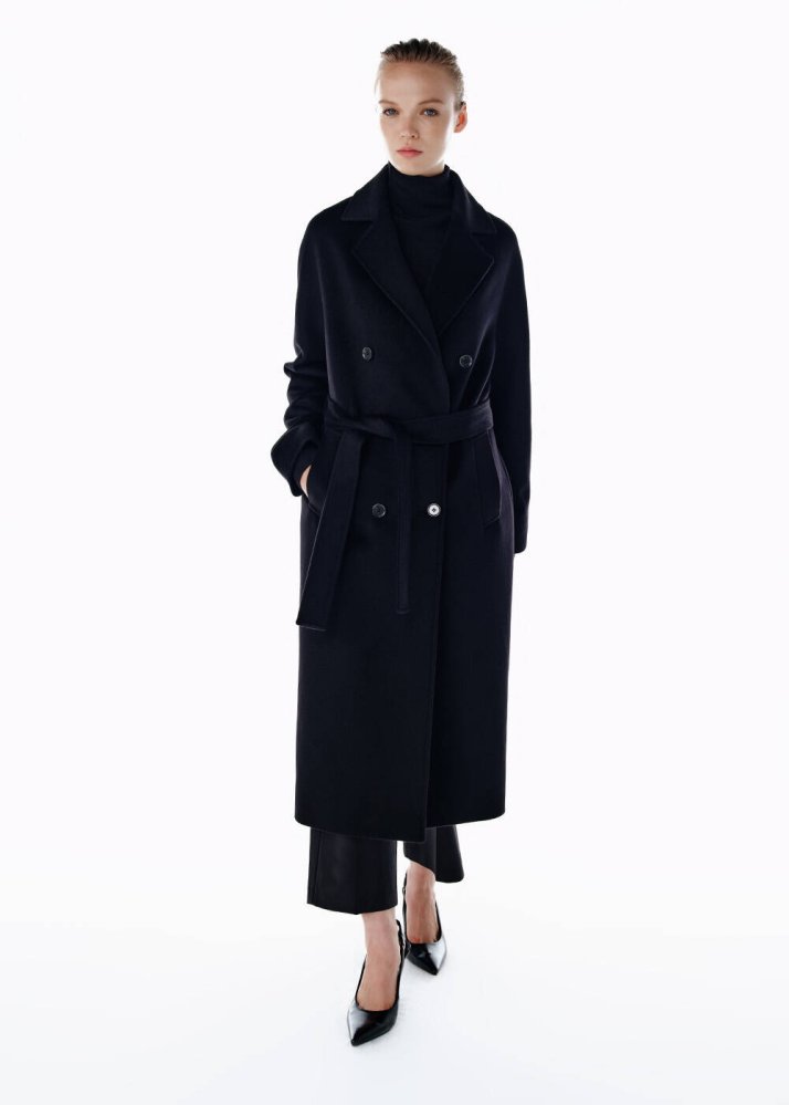 KNITSS - REGULAR FIT WOOL COAT BLACK