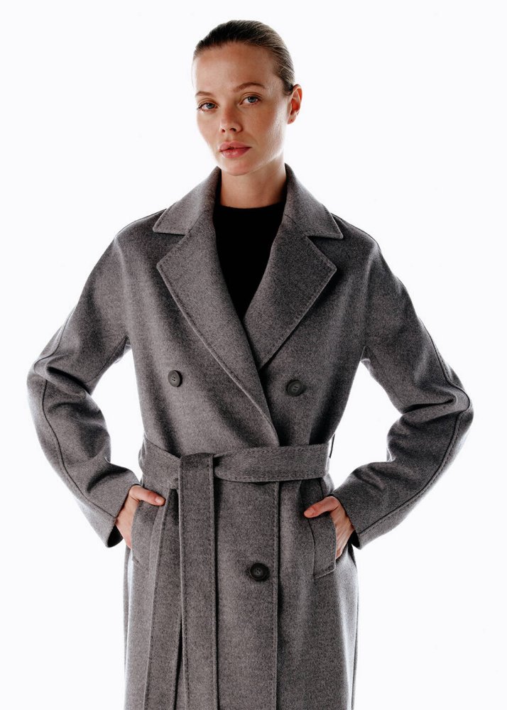 KNITSS - REGULAR FIT WOOL COAT GREY