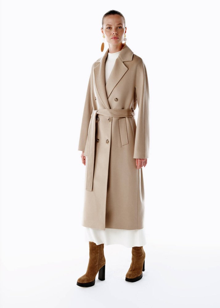 KNITSS - REGULAR FIT WOOL COAT LATTE