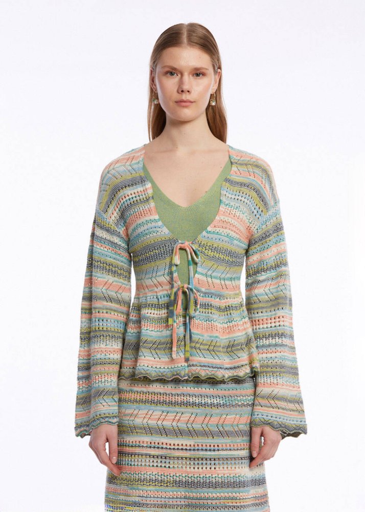 KNITSS - Renk Geçişli Triko Hırka Exotıc