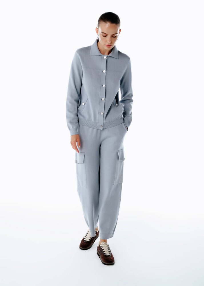 KNITSS - RETRO BLUE KNIT CARGO PANTS