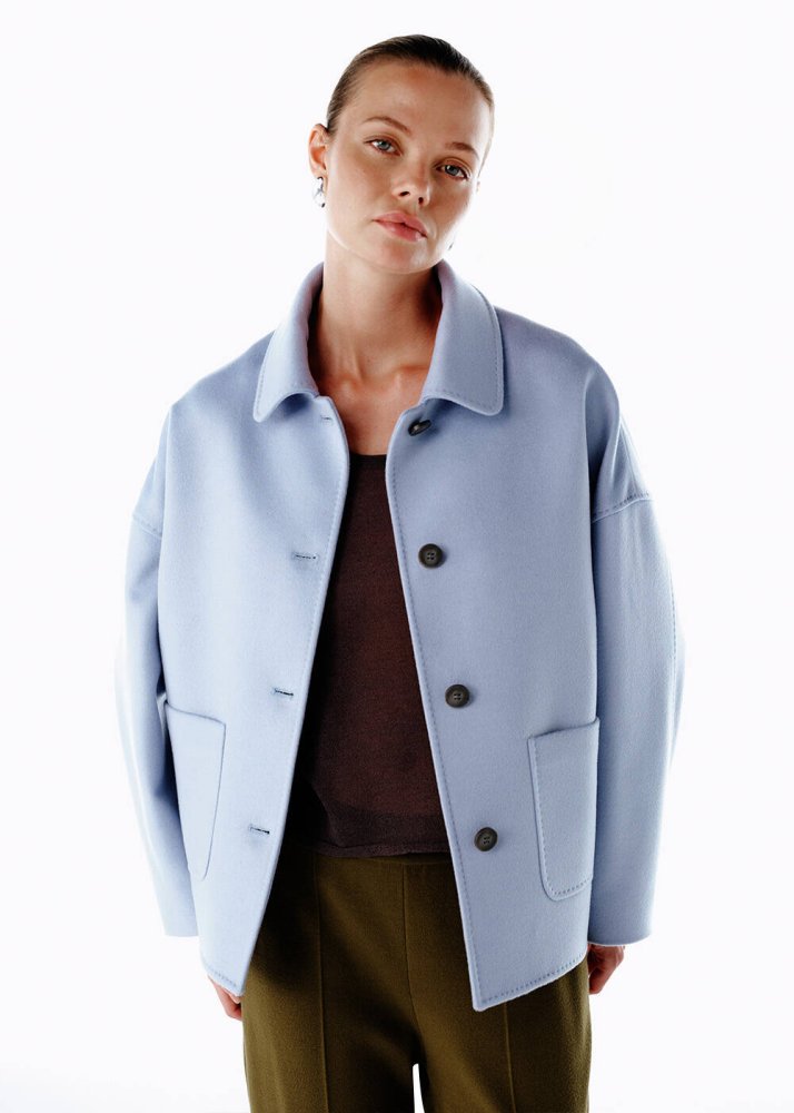 KNITSS - RETRO BLUE WOOL COAT