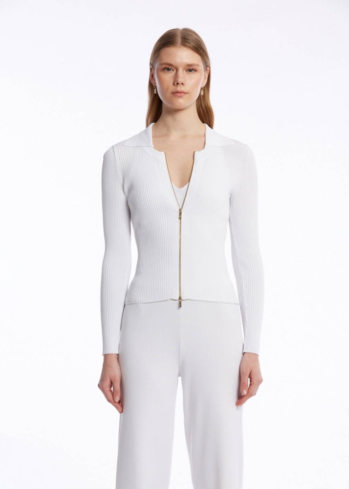 KNITSS - RIBBED WHITE KNIT CARDIGAN