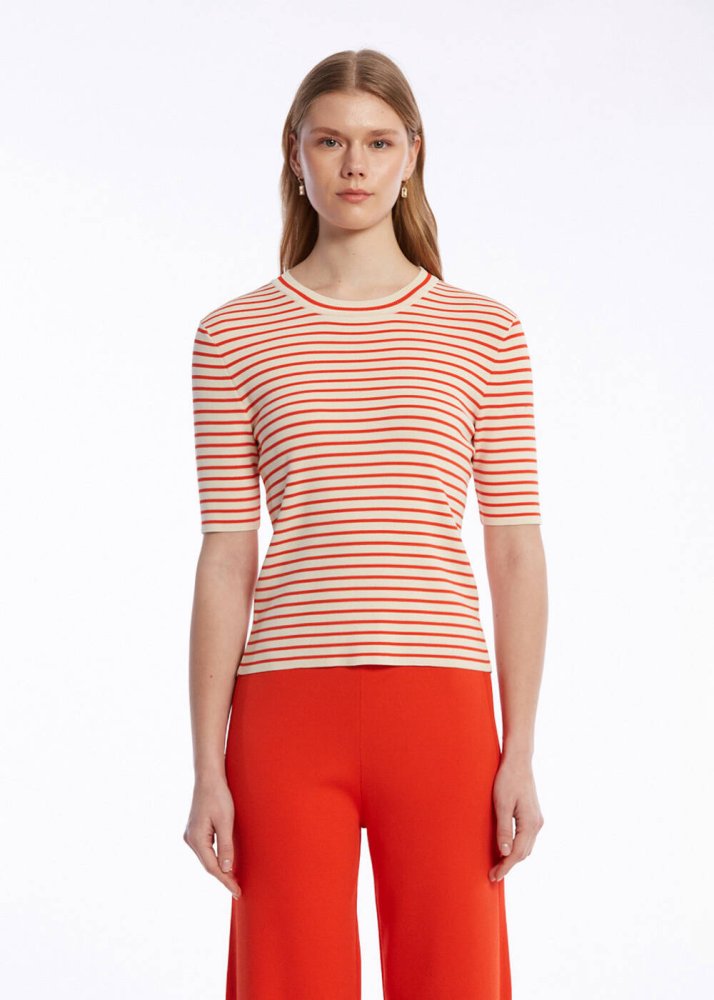 KNITSS - SAND LOBSTER STRIPED KNIT TOP