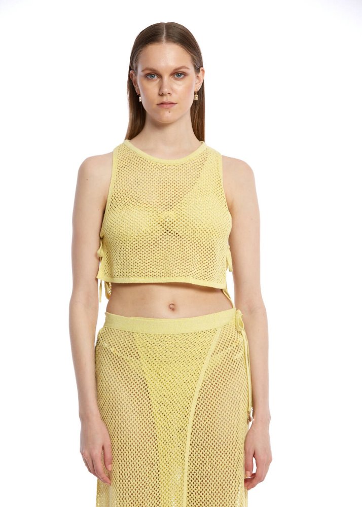 KNITSS - Sarı Beachwear Triko Üst