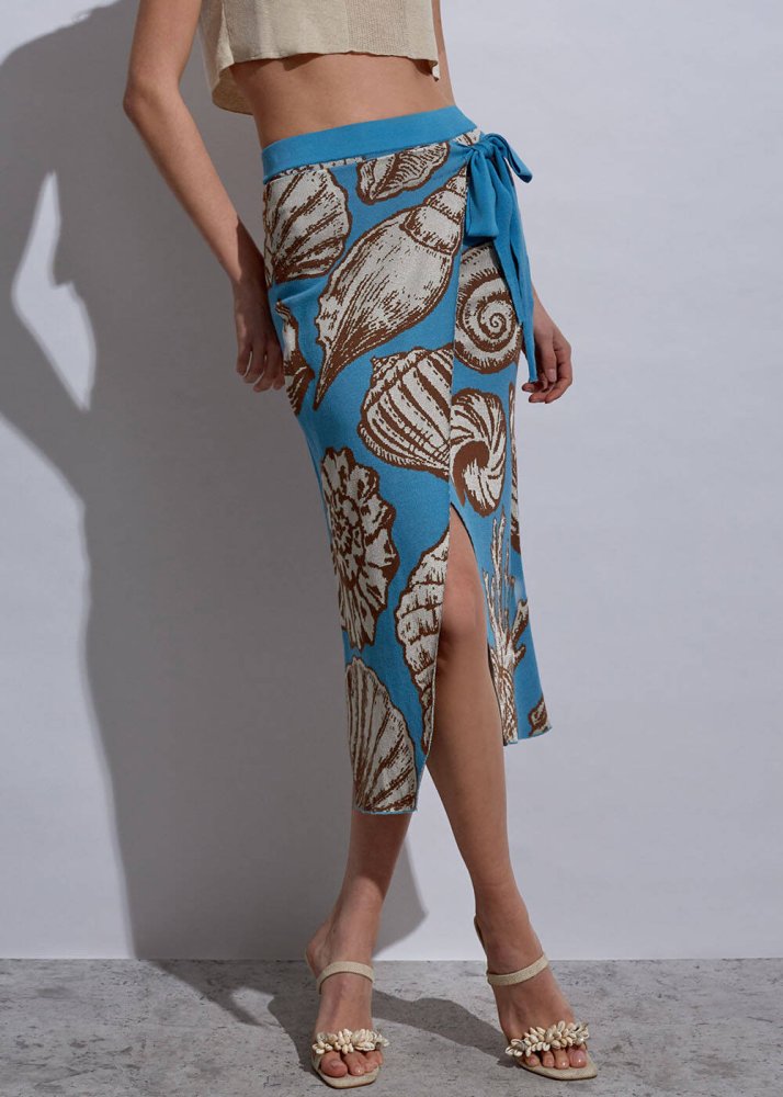 KNITSS - Seashell Patterned Knit Skirt