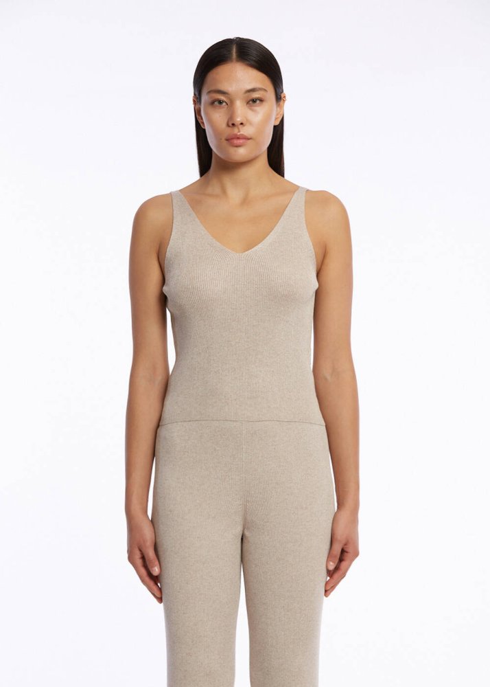 KNITSS - Slim Fit Bej Triko Üst