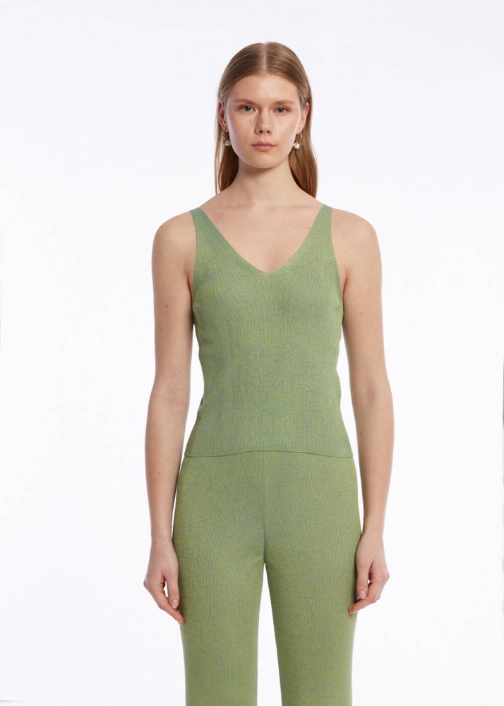 KNITSS - Slim Fit Yeşil Triko Üst